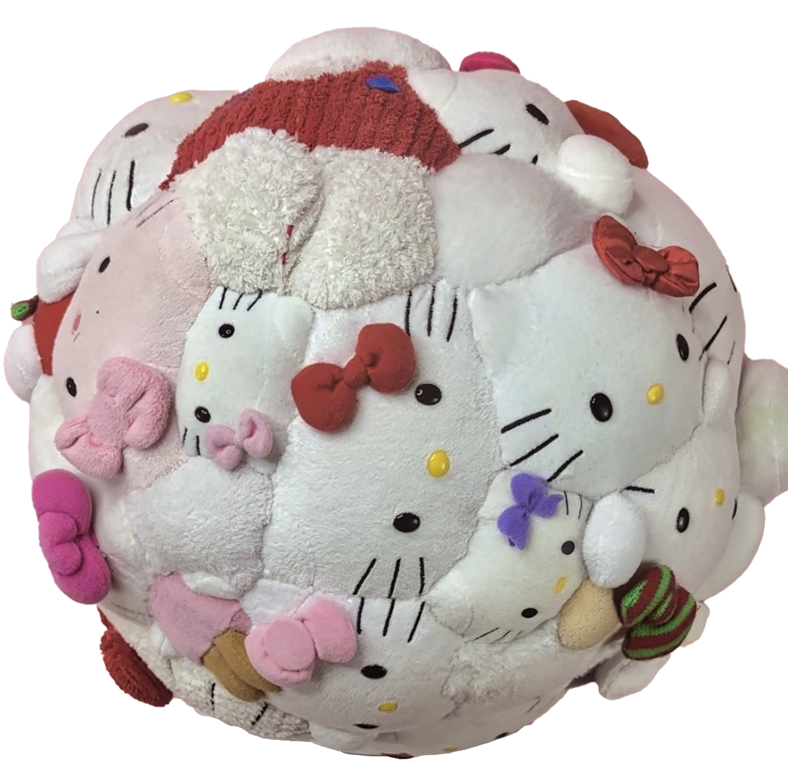 Hello Kitty plush ball sculpture on a classical column